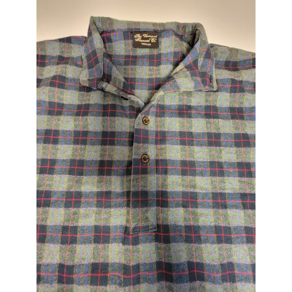 The Vermont Flannel Co. Other - Vermont Flannel Co Mens Medium Blue Green Plaid Flannel Popover Shirt button up